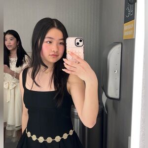 Little Black Fit-and-Flare Dress with Tulle Hem